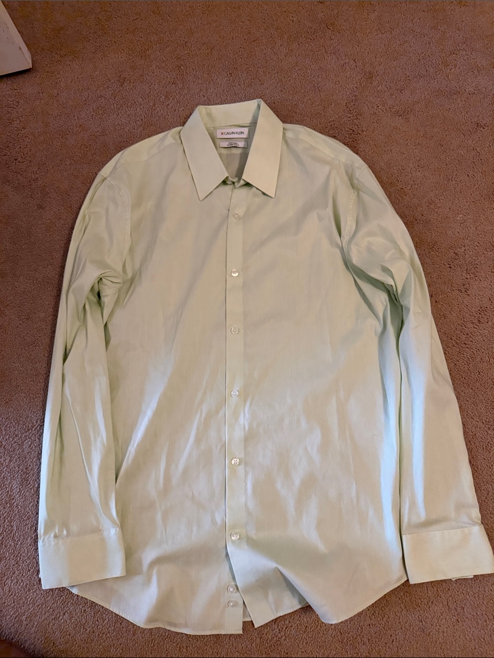 Calvin Klein Men's Light Green Dress Shirt